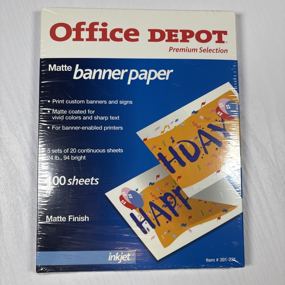 New Office Depot 100 Sheets Premium Matte Banner Paper for Inkjet Printers Signs